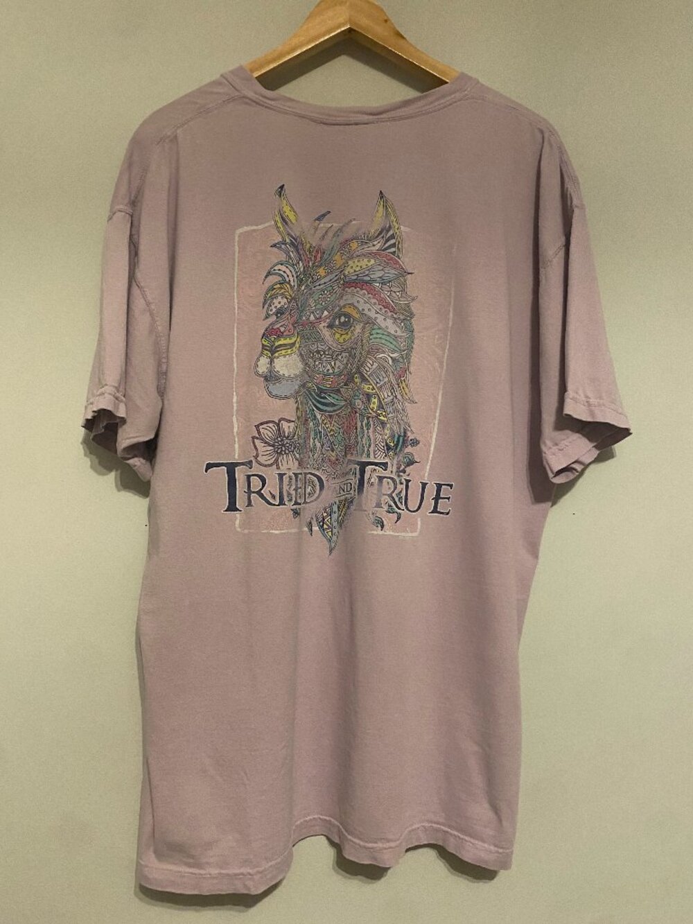 Southern Fried Cotton Women's Tee with Alpaca Graphic, Size XL, Lavender